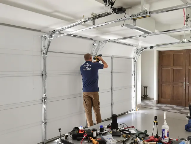 Derby Garage Door Repair certified technician performing precision garage door repair in Derby