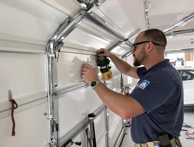 Derby Garage Door Repair technician quieting a noisy garage door in Derby