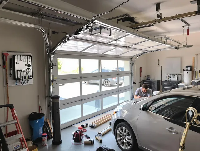 Garage door noise reduction service by Derby Garage Door Repair in Derby
