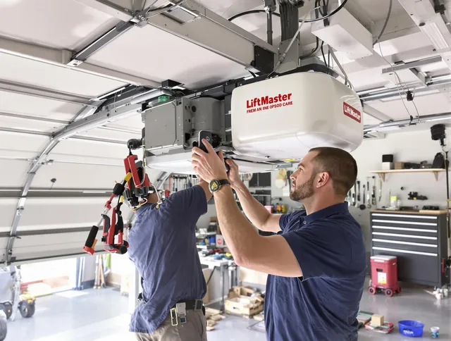 Derby Garage Door Repair technician performing advanced diagnostics on garage opener in Derby