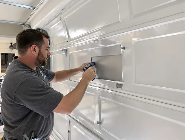 Garage door panel repair by Derby Garage Door Repair in Derby